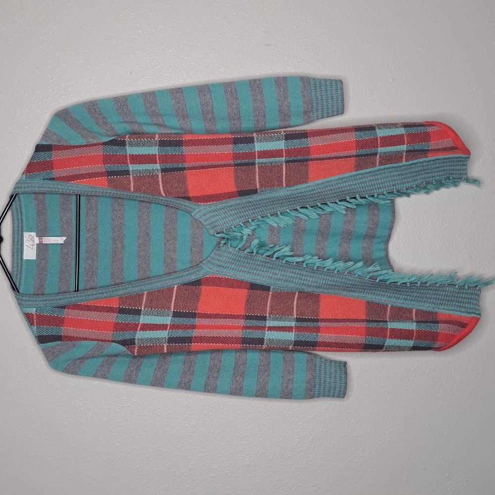 435 by Matilda Jane Steadfast Plaid Cardigan Girls Youth Size 8 Tassel